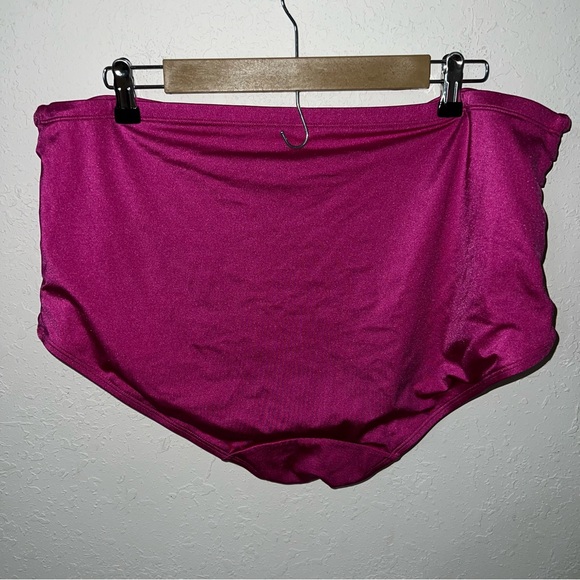 Swim by Cacique Pinkish Purple Side Cut Out High Waisted Gathered Bottoms 22 - Picture 6 of 6